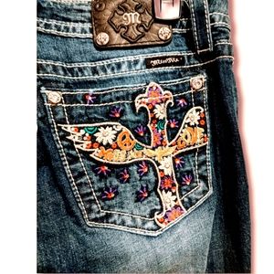 Miss Me Peace Blue Distressed Jeans